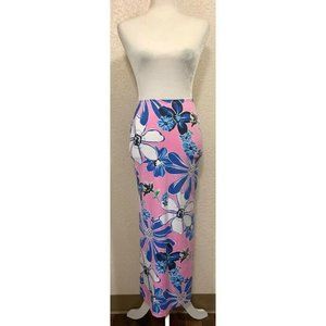 DMBM Vintage Y2K Pink/blue Floral Maxi Stretch Skirt
